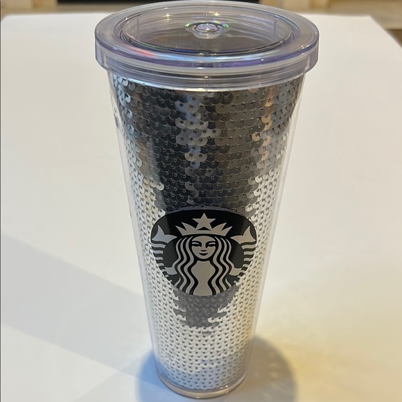Starbucks 24 Oz Holiday 2017 Silver Sequins Cold Tumbler - Picture 2 of 9